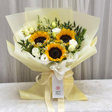 "Creamy Sunlight" Bouquet Of Sunflowers
