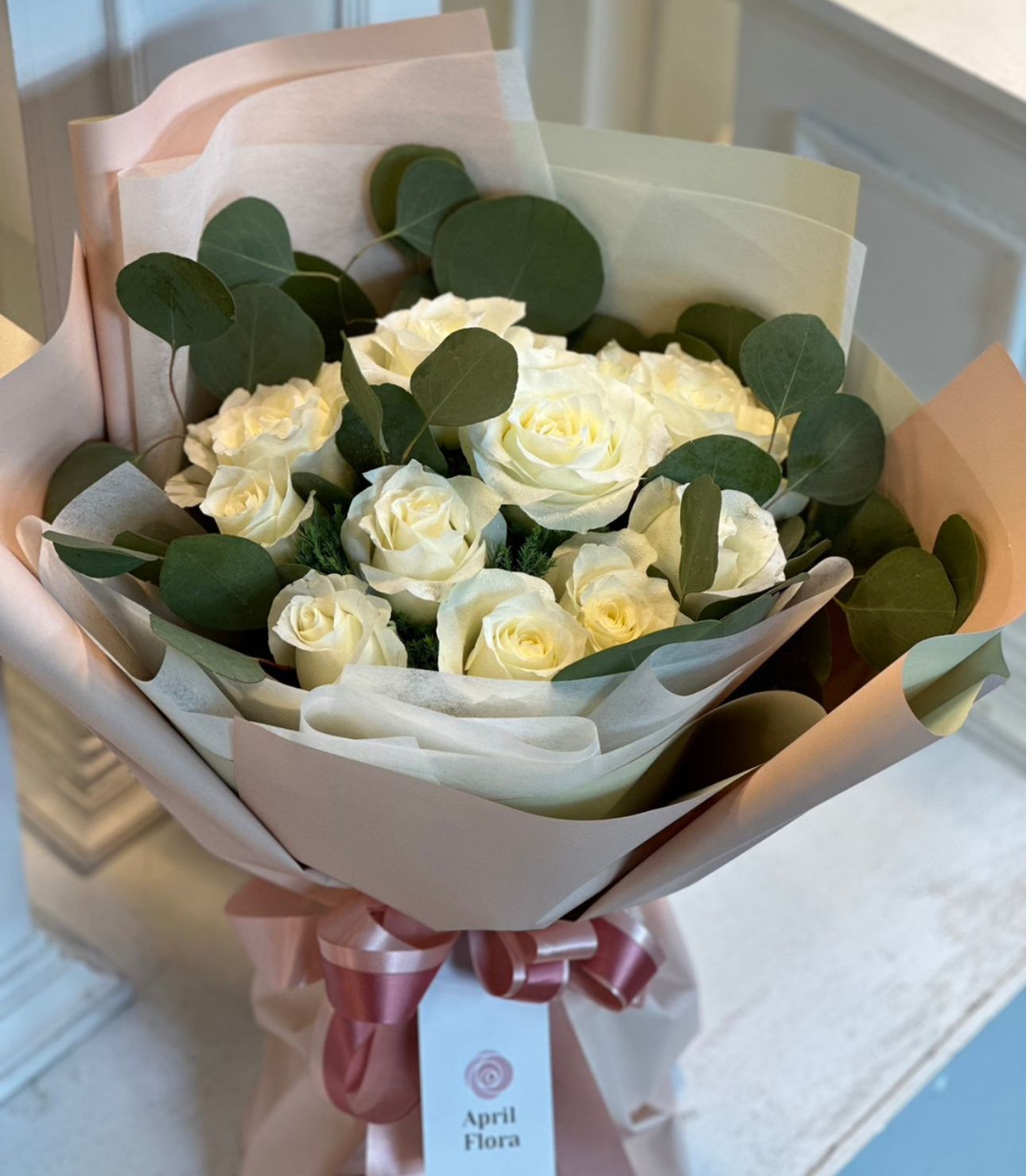 "The Admirer" Bouquet Of 10 White Roses