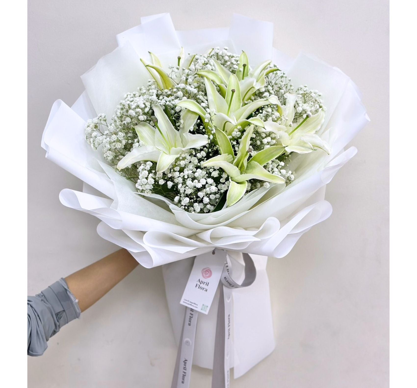 White lilies flowers bouquet 