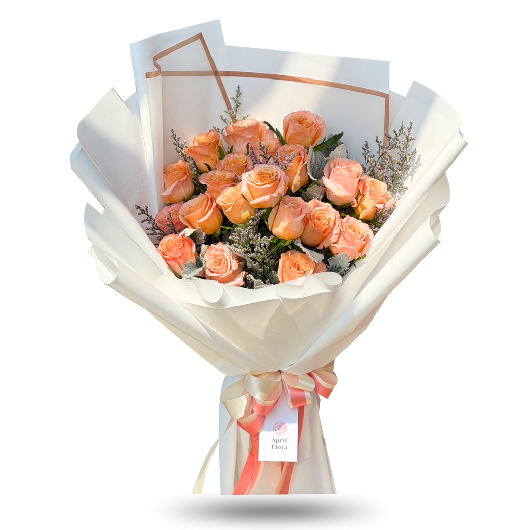 "Peachy Sweet" Bouquet of 20 peach roses