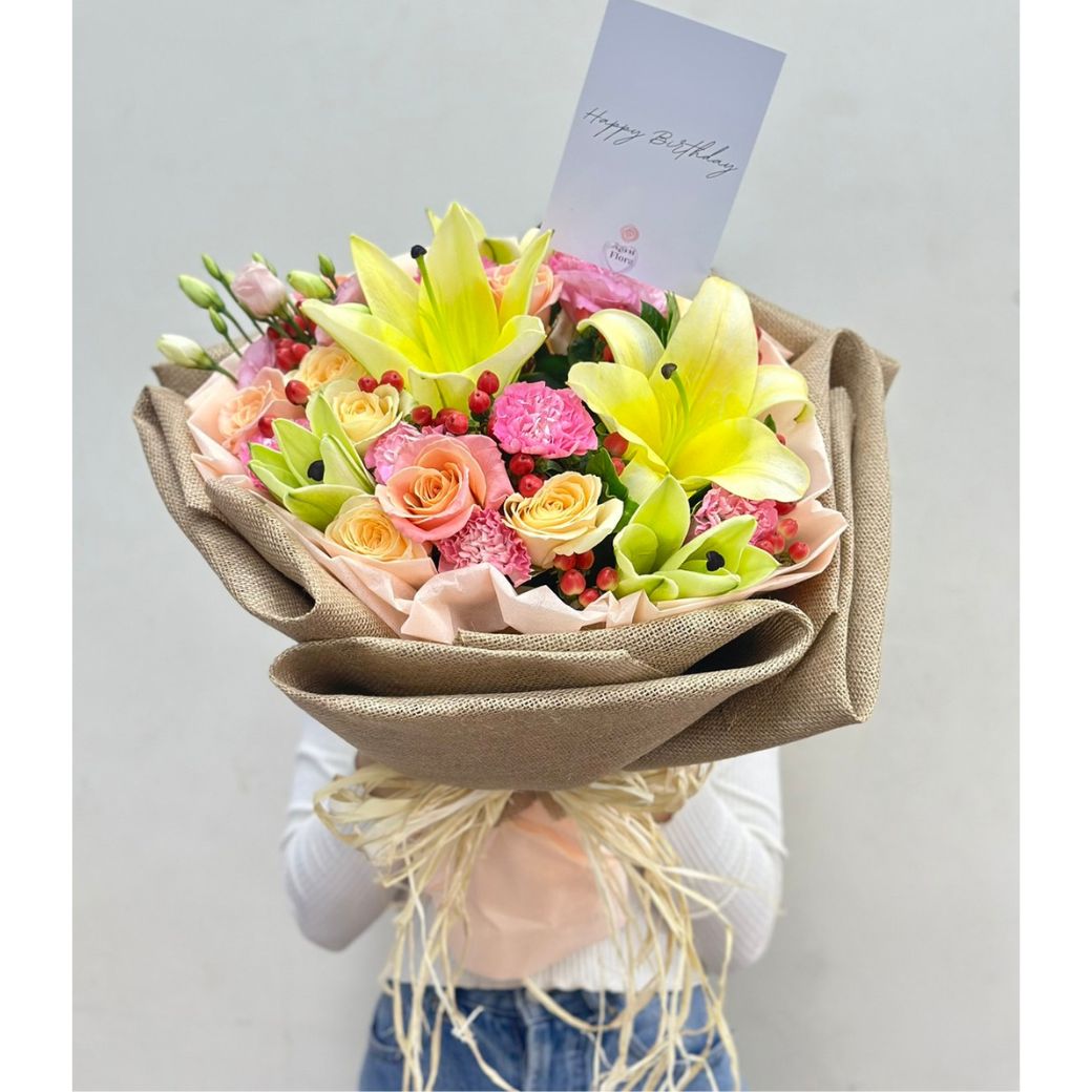 Tender Bouquet Of Lilies And Roses - April Flora