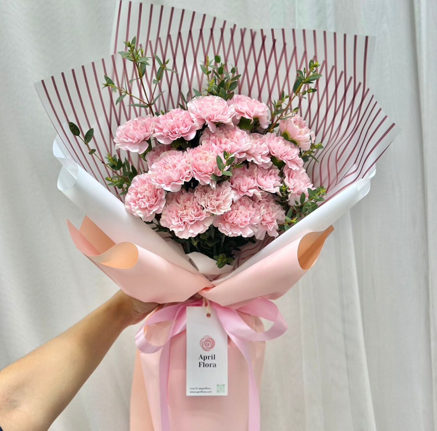 All Pink Fluffy Bouquet Of Carnations - April Flora