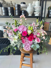 Blushing Garden – Mixed Flower Basket