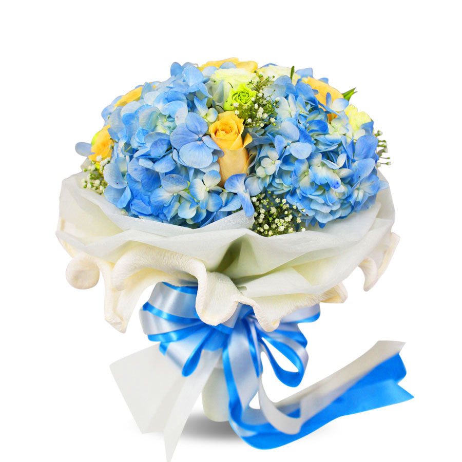 Lovely Bouquet Of Hydrangea, Rose, Lisianthus and Gypso - April Flora