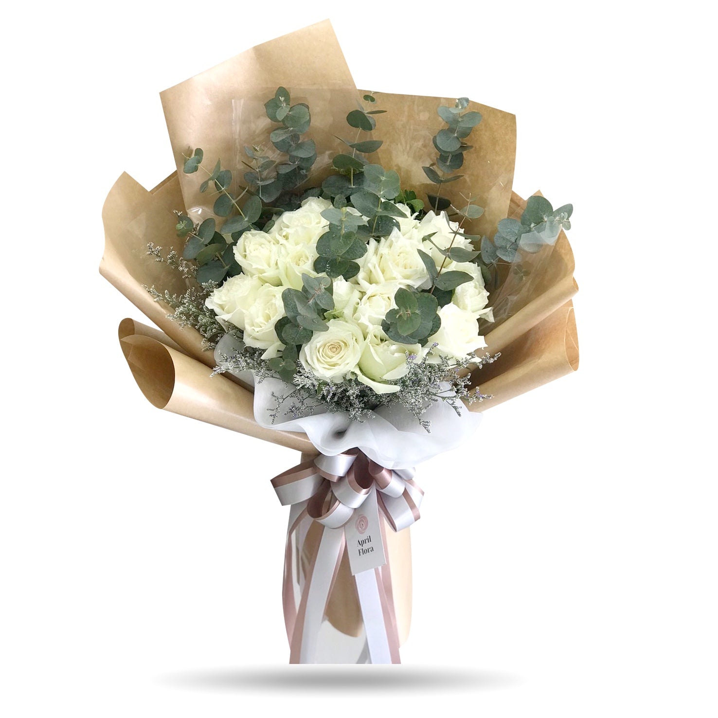 20 white roses vintage style bouquet - April Flora