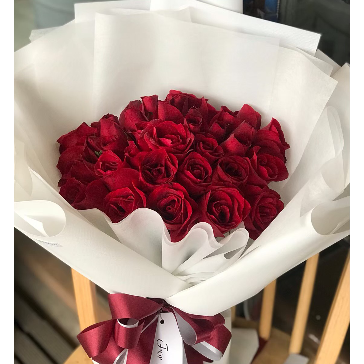 "Deep Love" Classy Bouquet Of 20 Red Roses